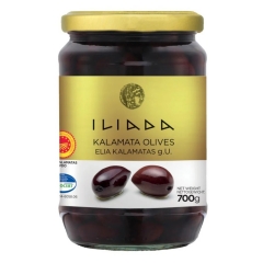 Iliada Greek Kalamata Whole Olives 700gm. MAYBE THE BEST TASTING OLIVES YOU WILL EXPERIENCE.